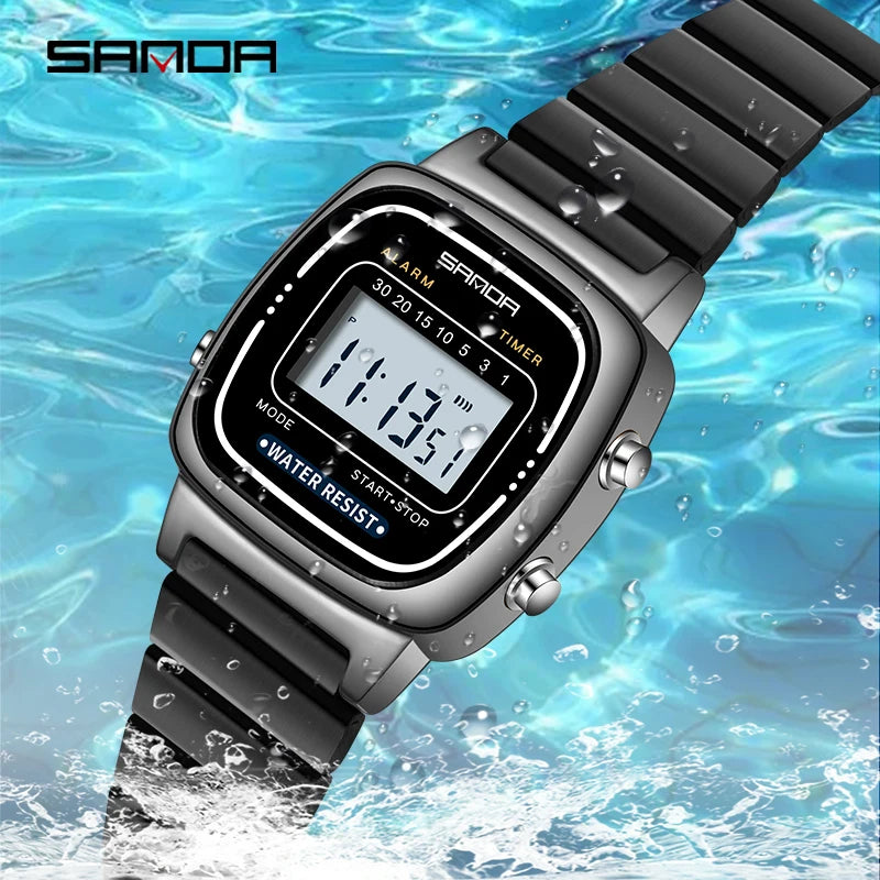 Damen Armbanduhr Armband Retro Digital Uhr Luxus Quarz Gold Quarzuhr LED-Anzeige