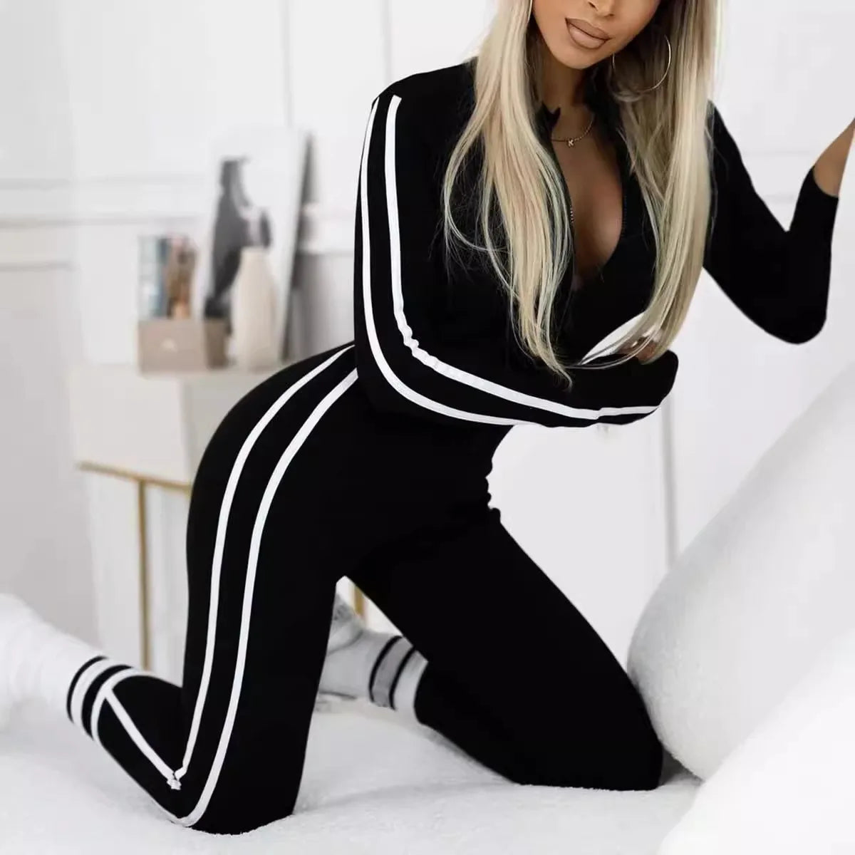 Yoga Fitness Overalls Jumpsuit Gym Stretch Leggings Jogging Anzug Top Push Up