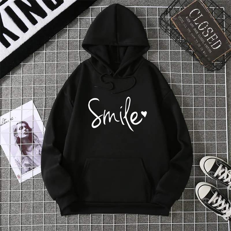 Smile Kapuzenpullover Sweatshirt Fleece Hoodie Pulli Damen Kapuzenpulli Shirt