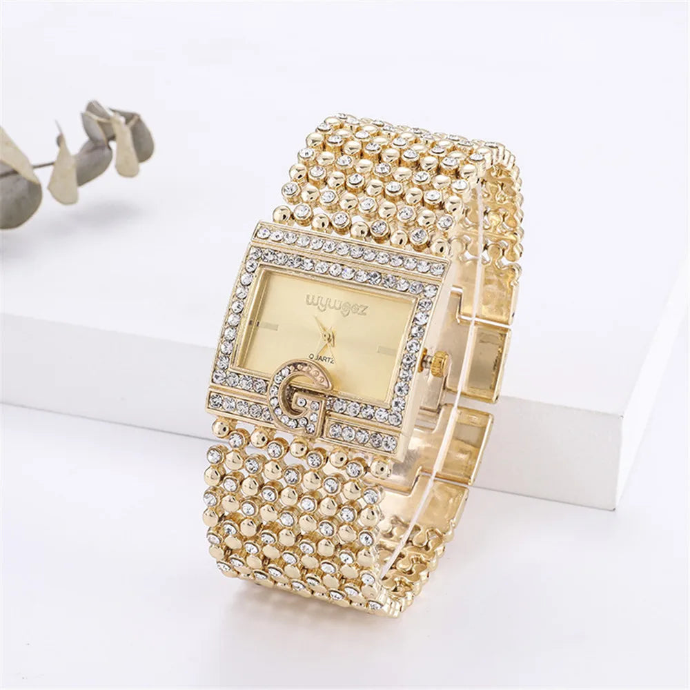 Damen Armbanduhr Armband Uhren Strass Luxus Quarz Silber Gold Business Quarzuhr