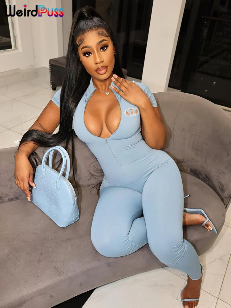 Damen Bodycon Fitness Overall Jumpsuit Streetwear Fitness-Strampler Playsuit
