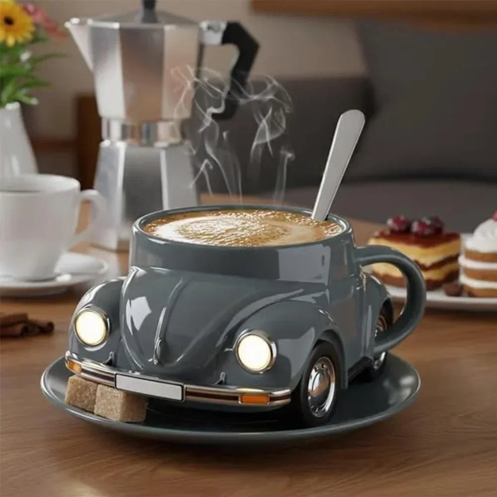 Edelstahl Kaffeebecher Mug VW Beetle-Motiv Kaffeetasse Becher Tasse Geschenk