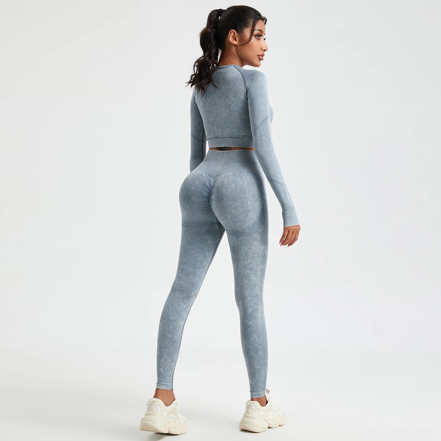 Damen Leggings Push Up Stretch Leggins Yoga Fitness Hose Sport BH Set Top Gym