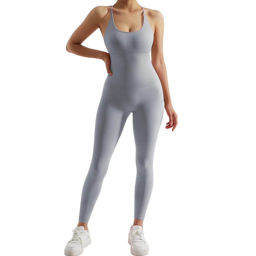 Yoga Fitness Overalls Jumpsuit Gym Stretch Leggings Jogging Anzug Top Push Up