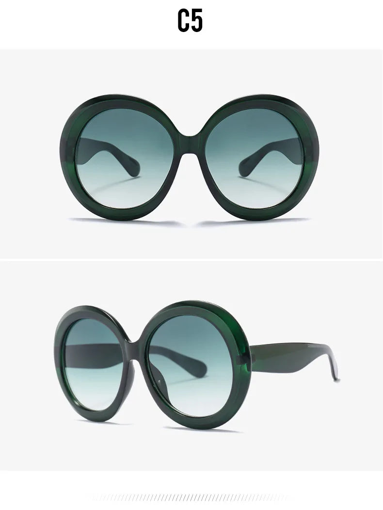 JNPCXI Übergroße Runde Sonnenbrille Frauen Männer Luxus Marke Großen Rahmen Sonnenbrille Brille Große Shades Unisex Reiten Brillen