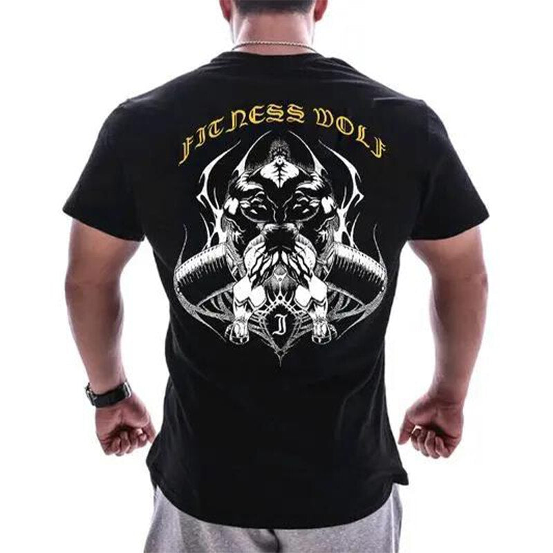Herren Gym Fitness Viking Tattoo 3D T-Shirt Rundhals Unisex Streetwear
