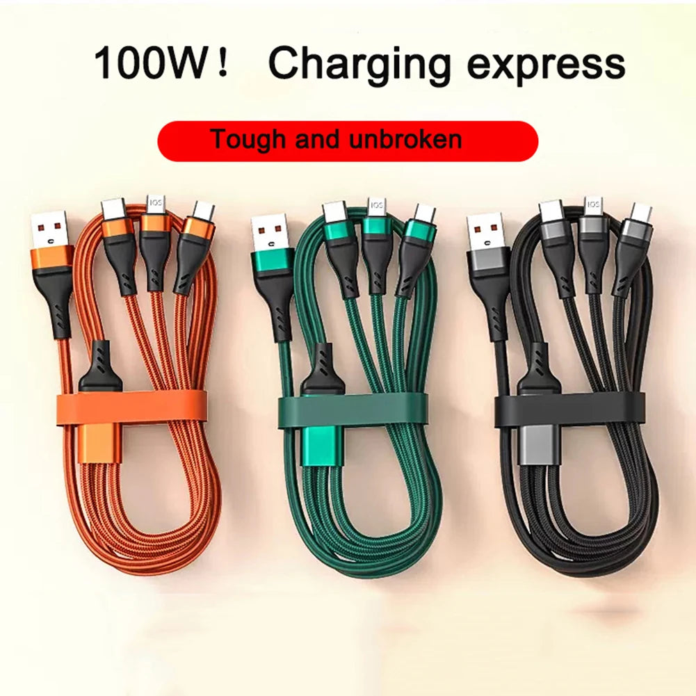 3 in 1 Ladekabel USB Typ C Schnell Datenkabel für Samsung Huawei Handy Schnellladekabel