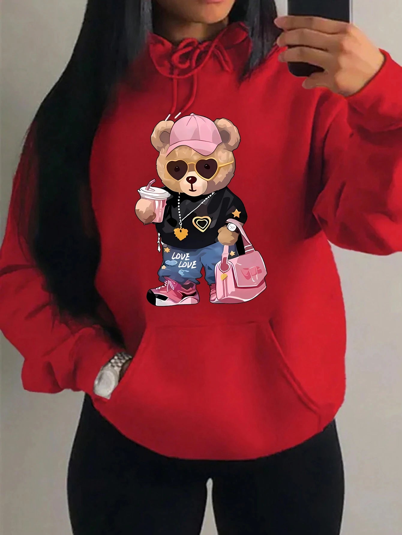 Teddybär Kapuzenpullover Sweatshirt Fleece Hoodie Pulli Damen Kapuzenpulli Shirt