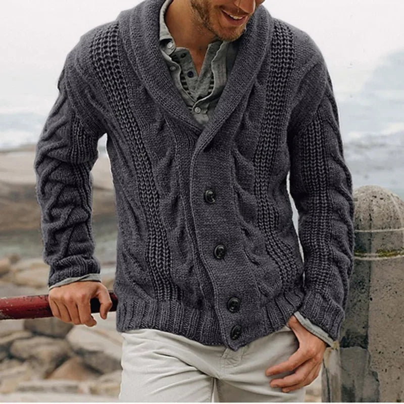Herren Herbst Jacke Übergangsjacke Sweatjacke Sweater Strickjacke mit Zopfmuster