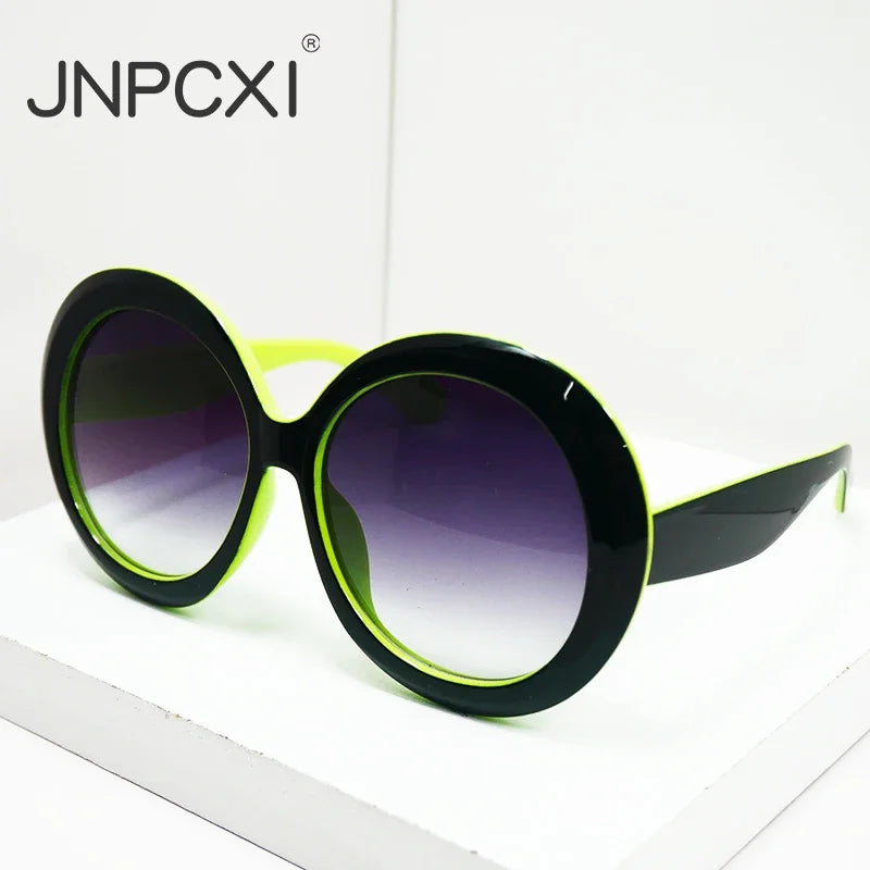 JNPCXI Übergroße Runde Sonnenbrille Frauen Männer Luxus Marke Großen Rahmen Sonnenbrille Brille Große Shades Unisex Reiten Brillen