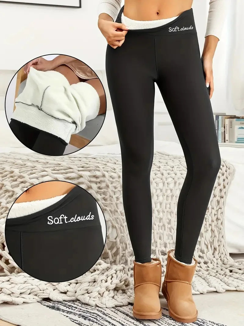 Frauen Hose Winter Leggins Warm Thermohose Innenfleece Blickdichte Strumpfhose