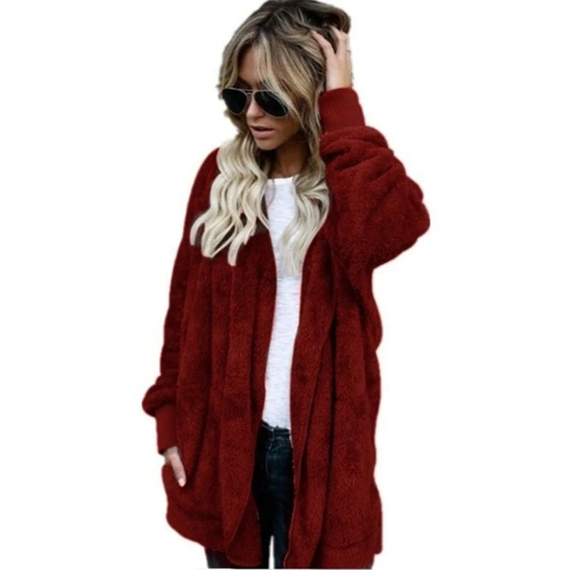 Teddy Kapuzenpullover Hoodie Pulli Damen Kapuzenpulli Jacke Kapuzenjacke
