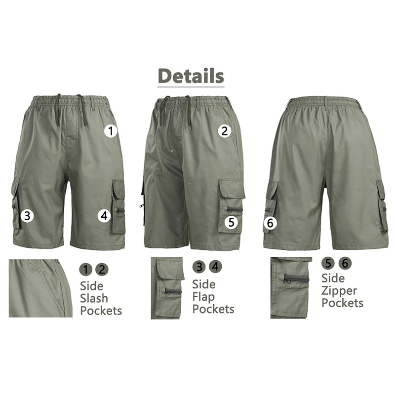Herren knielange Shorts Bermuda Cargo Pants Vintage Casual Capri Kurze Hose