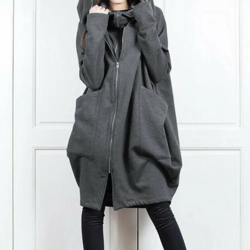 Damen Kapuzenpullover Sweatjacke Zip Hoodie Jacke Pullover Mantel Pulli Kleid