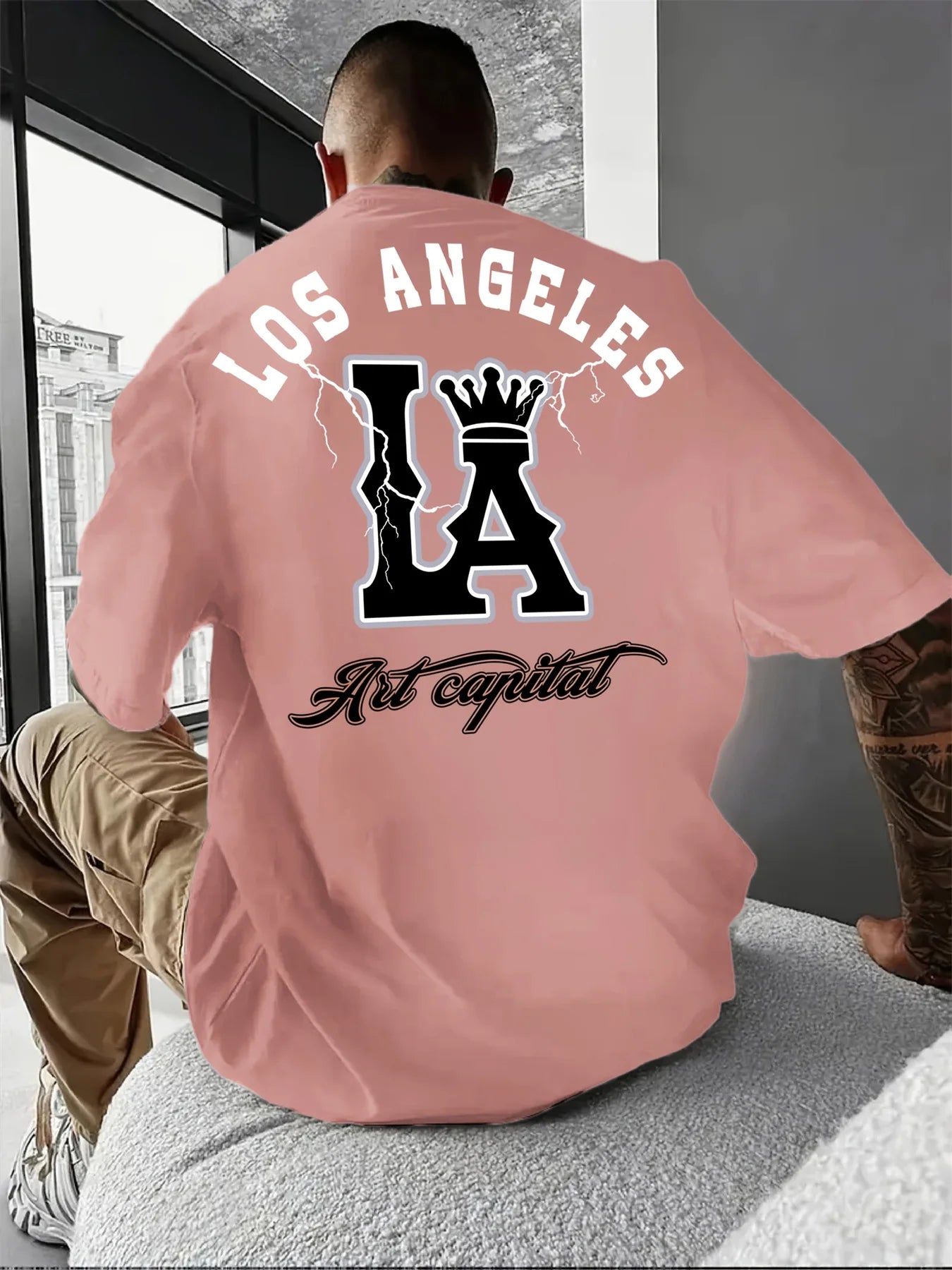 Herren T-Shirt Los Angeles Shirt Rundhals Streetwear Tank Top Hemd Polohemd