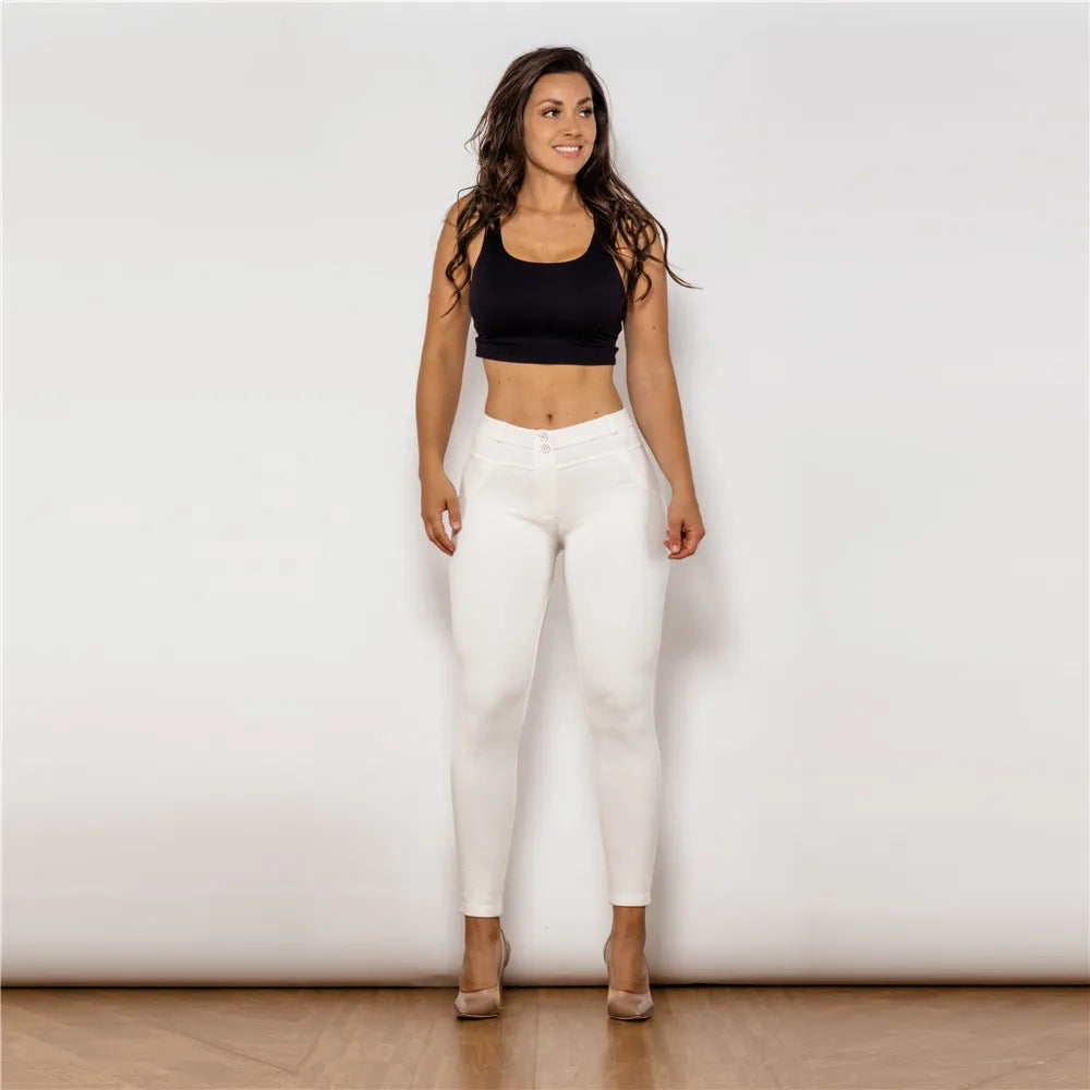 Damen Leggins Denim Look Leggings Sexy Push Up Jeans Hose Jeanshose Stretchhose