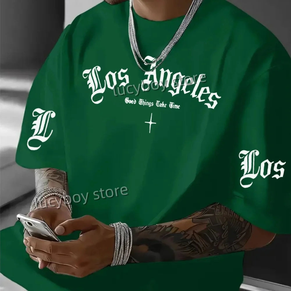 Herren T-Shirt Los Angeles Shirt Rundhals Streetwear Tank Top Hemd Polohemd