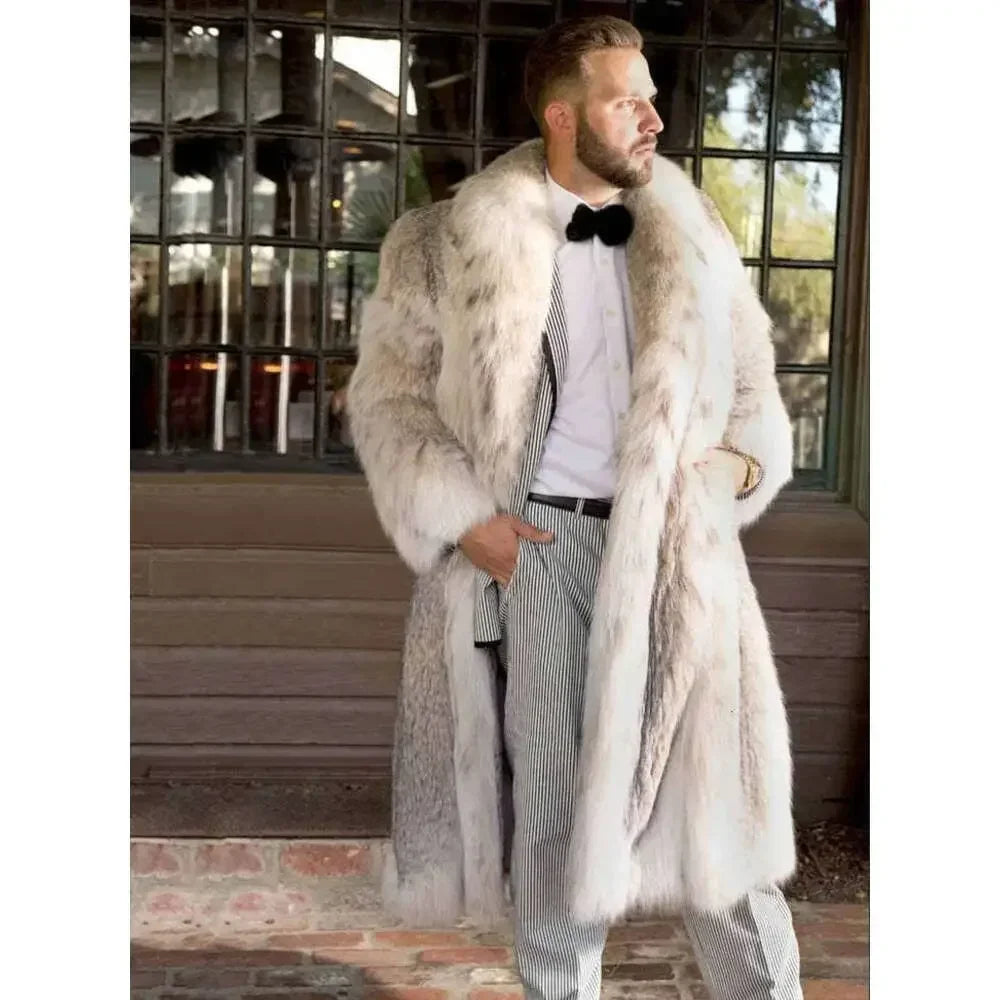 Herren Wintermantel Pelzmantel Kunstpelzmantel Herrenmantel Kunstpelz Mantel