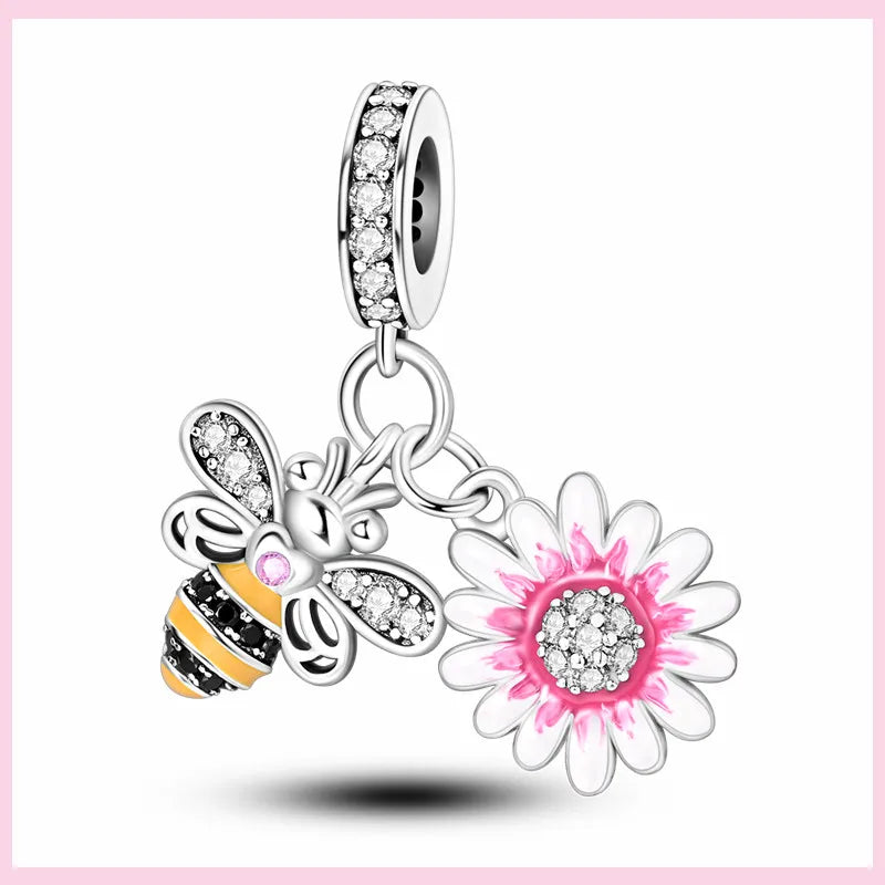 Charms Anhänger 925er Sterling Silber Armband Muranoglasperlen Damen Glas Beads