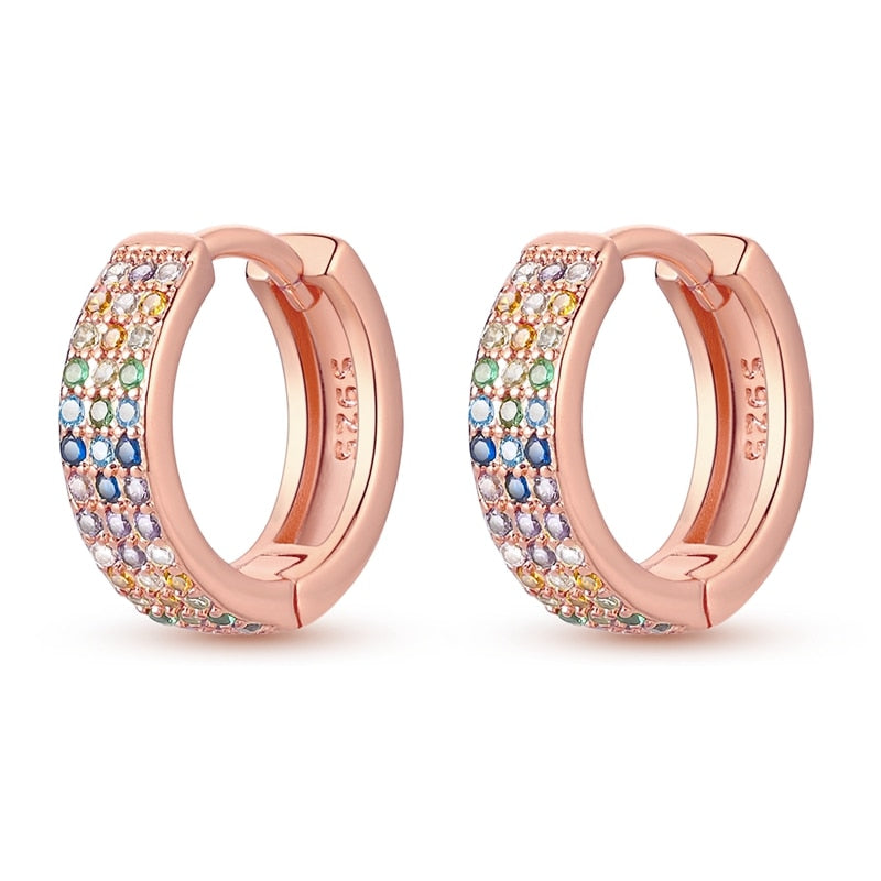 1 Paar Creolen aus 925 sterling Silber Rosegold Ohrringe Zirkonia Ohrstecker