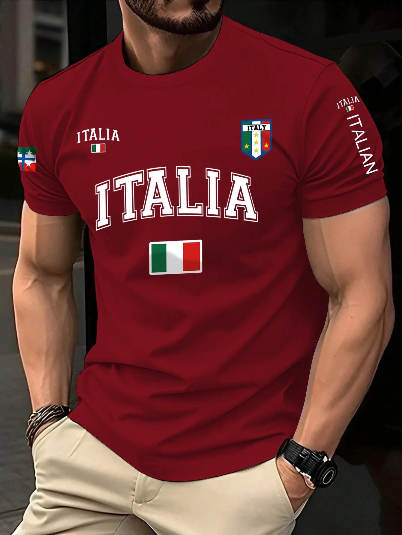 T-Shirt Uomo Manica Corta Italia Tops Maglietta Camicia Maglia Italy