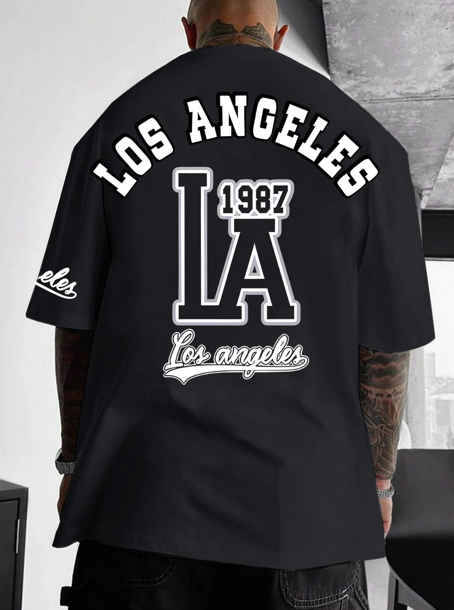 Herren T-Shirt Los Angeles Shirt Rundhals Streetwear Tank Top Hemd Polohemd