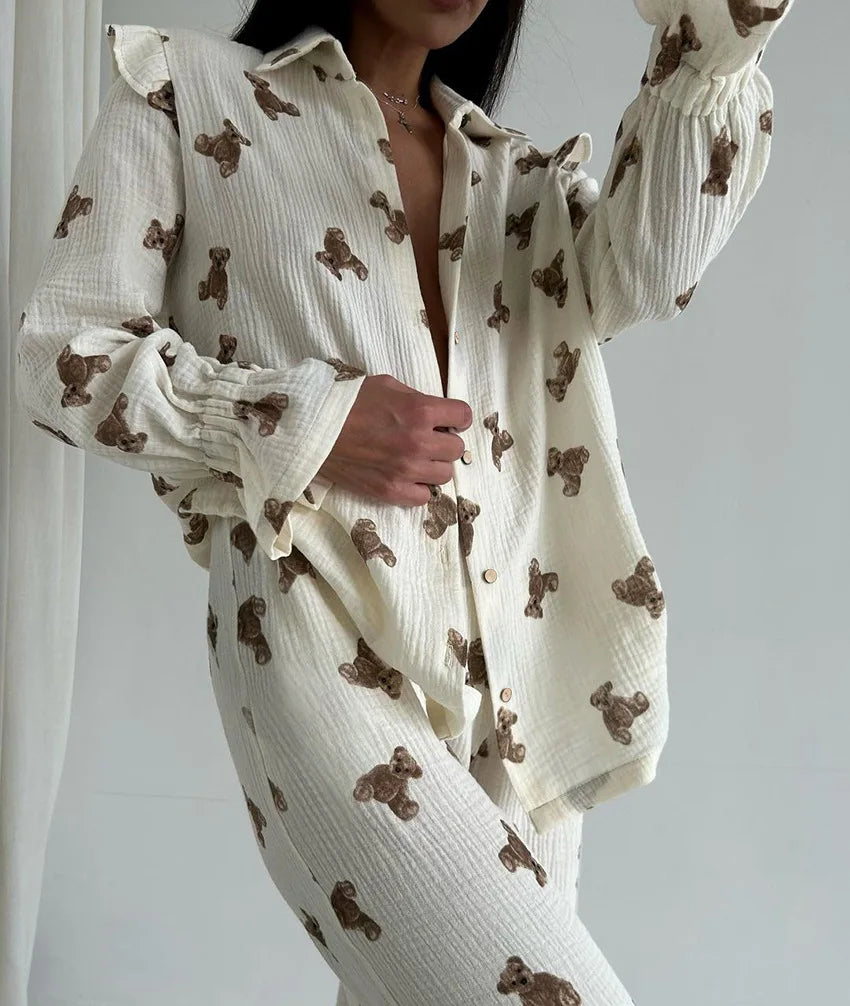 Pigiami da donna | L'intimo per la notte Camicia Completo da Casa in due pezzi