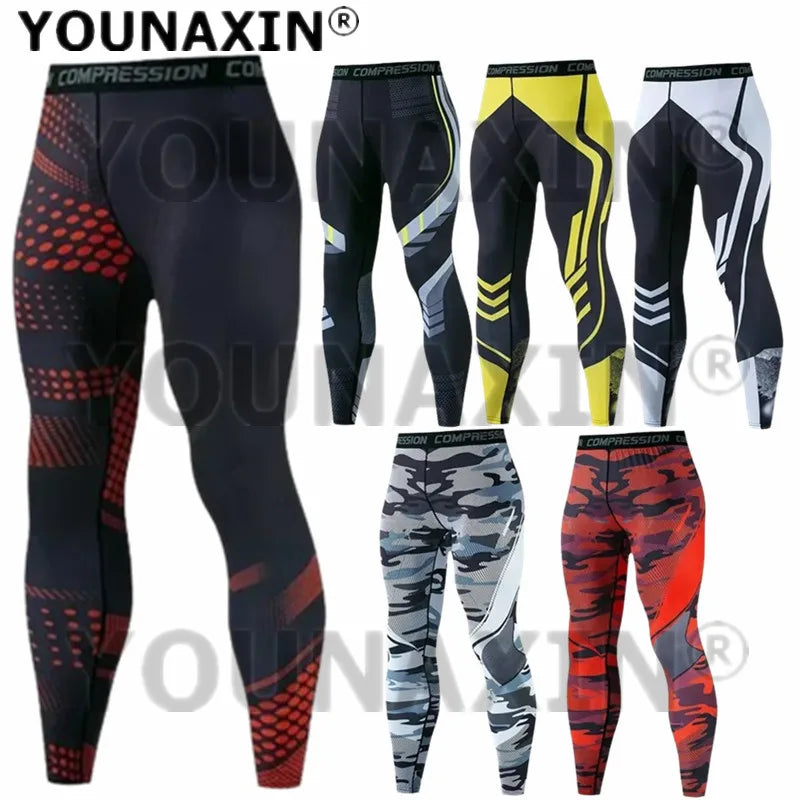 Pantaloni a Compressione da Uomo Leggings Calcio Corsa Palestra Leggins Calza