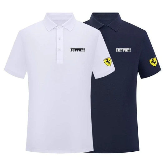 Sommer Motorrad F1 Ferrari Team Uniform Rot Herren Kurzarm Poloshirt Revers Sport T-Shirt Rennanzug