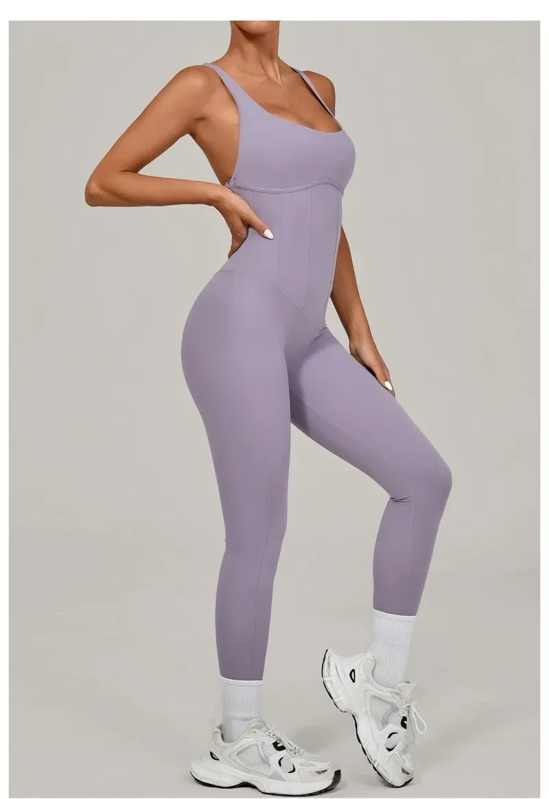 Tuta intera Sportiva Donna Rompers Pantaloni Yoga Palestra Sexy Jumpsuit Tutina