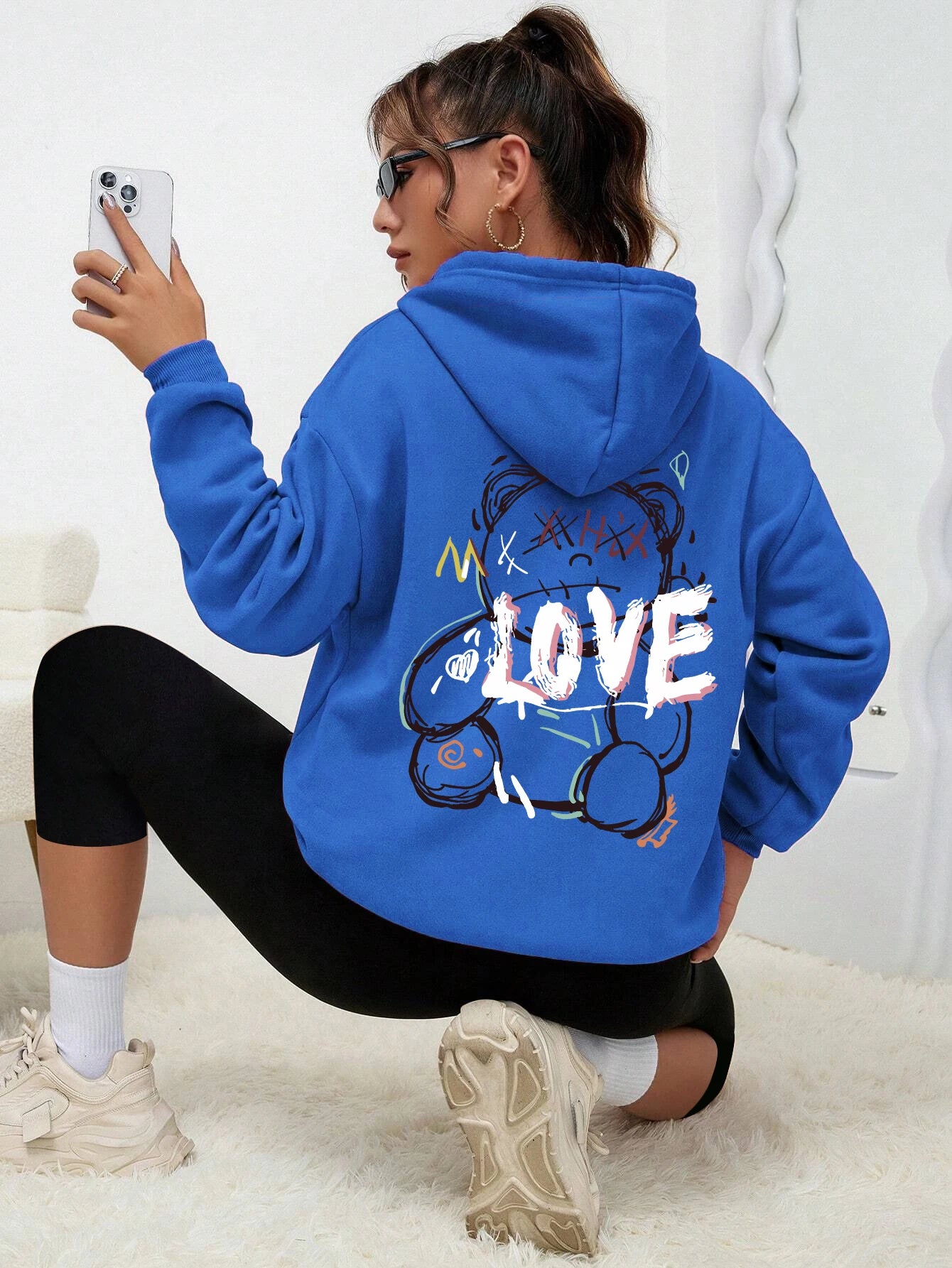 Teddybär Kapuzenpullover Sweatshirt Fleece Hoodie Pulli Damen Kapuzenpulli Shirt