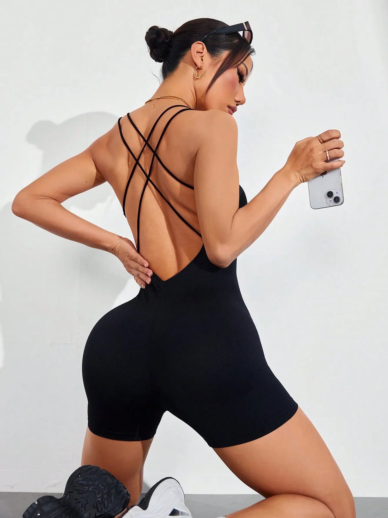 Yoga Fitness Overalls Jumpsuit Gym Stretch Leggings Jogging Anzug Top Push Up