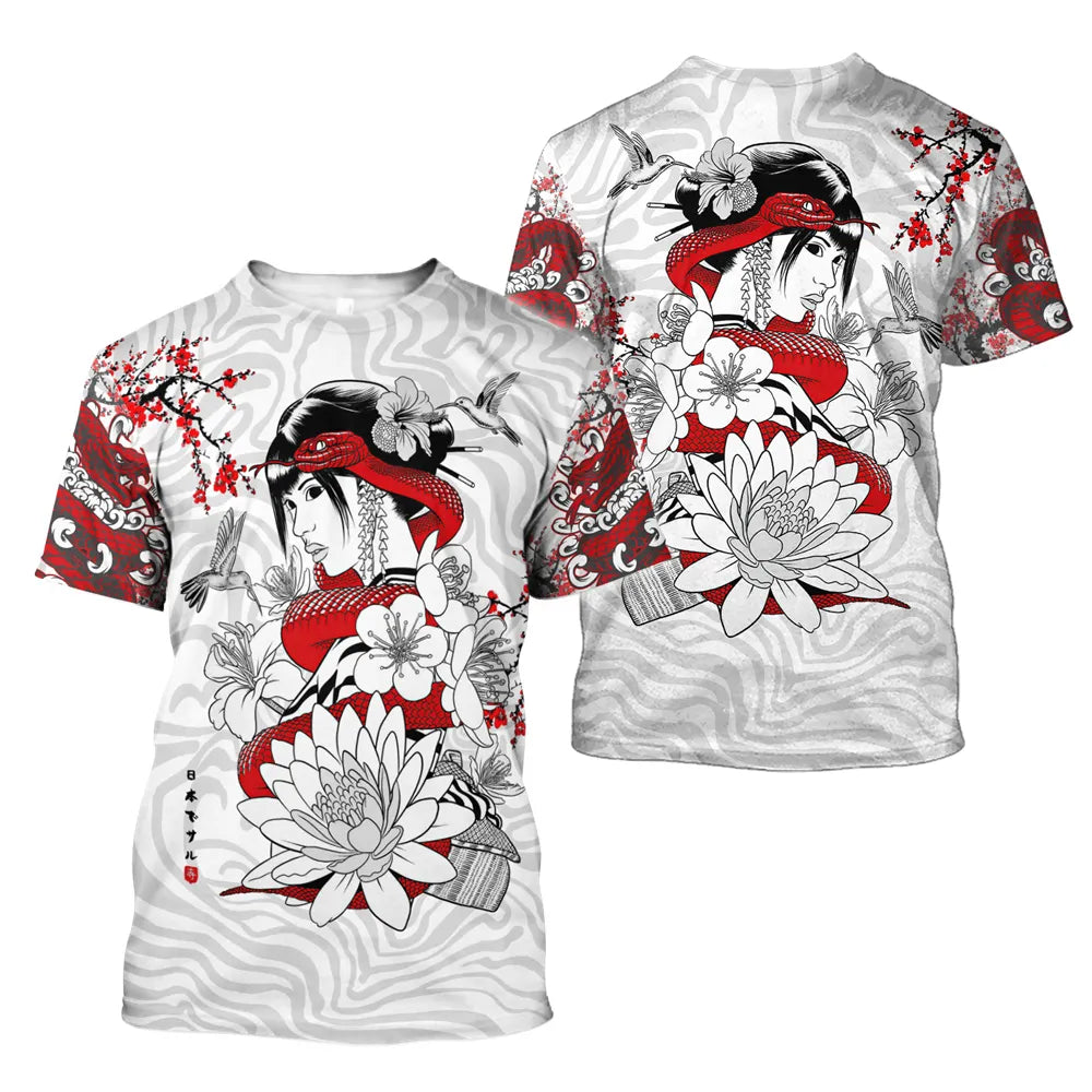 Herren Samurai Oversized 3D T-Shirt Rundhals Unisex Sommer Streetwear