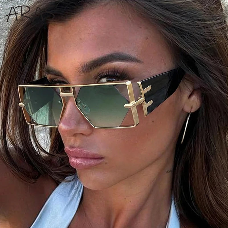 Designer Luxus Brille Sonnenbrille Damen Quadratische Übergröße Gläser Vintage