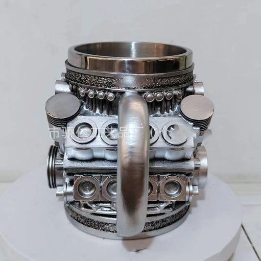 Edelstahl-Kaffeebecher Mug V8-Motoren-Motiv Kaffeetasse Becher Tasse Geschenk