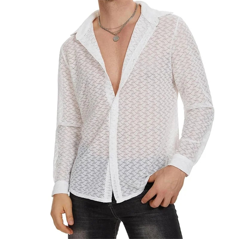 Maglietta Uomo Shirt T-Shirt Canottiera Camicia Maglia Sexy Body Trasparente Top