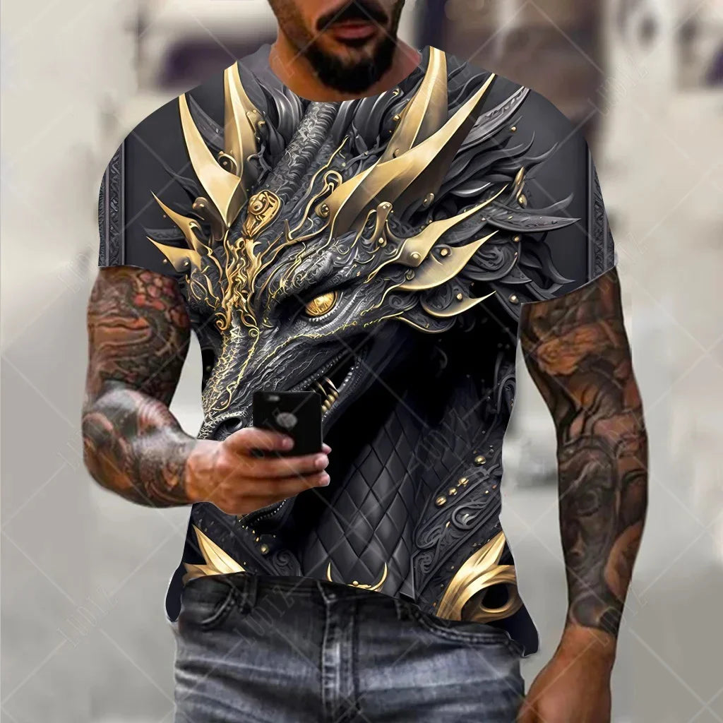 Männer Drachen T-shirt Mode 3d Gedruckt T Shirt Tier Muster Kurzen ärmeln Übergroßen Streetwear T-shirts Sommer Casual männer tops