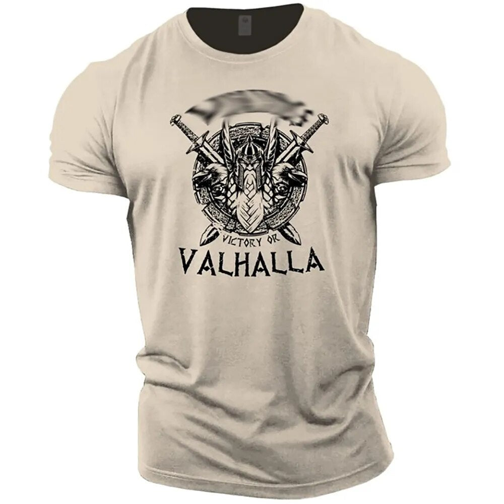 Herren Fashion Vintage 3D T-Shirt Rundhals Unisex Sommer Vikings Streetwear
