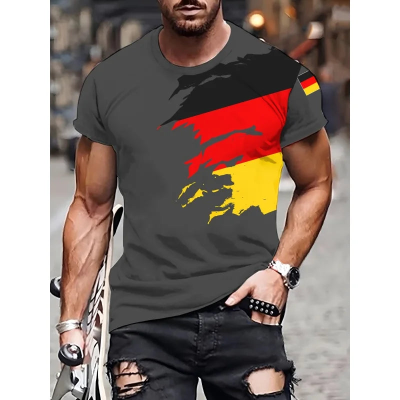 Herren T-Shirt Deutschland Trikot 3D Shirt Streetwear Tank Top Fitness Hemd