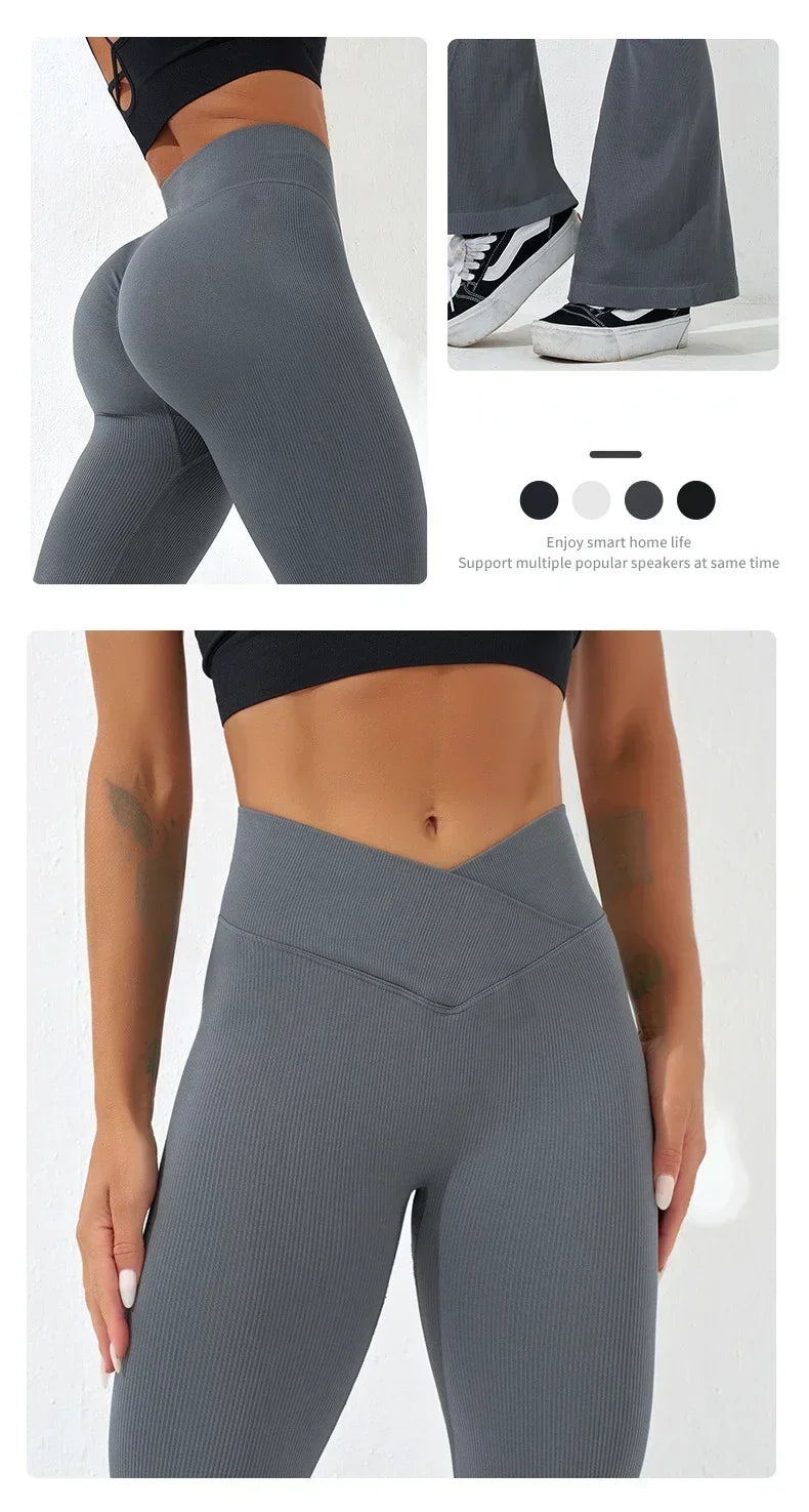 Sexy Schlank Ausgestelltes Hosen Kreuz Taille Legging Frauen Nahtlose Gym Laufen Radfahren Stricken Yoga Stretch Butt Lift Hohe Taille Hosen