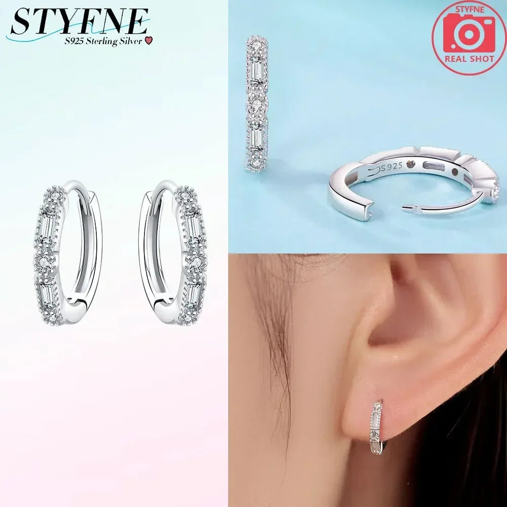 Creolen 925 Silber Ohrringe Zirkonia | Hypoallergen | Luxus Ohrstecker Geschenk