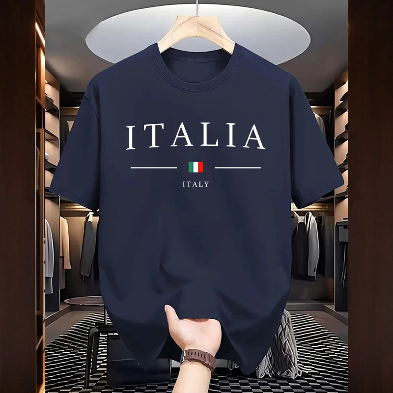 T-Shirt Uomo Manica Corta Italia Maglietta Camicia Maglia Italy 100% Cotone