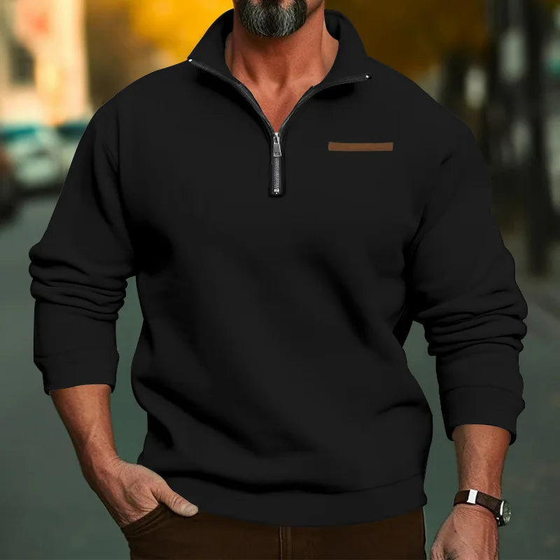 Herren Pullover Sweatshirt Troyer Pulli Sweater Stehkragen Zipper Langarmpulli