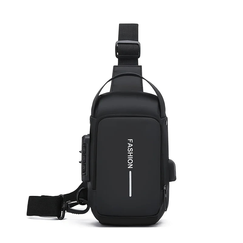 Zaino Monospalla Borsa Da Petto Marsupio Per Uomo Borsello Moto con Porta USB