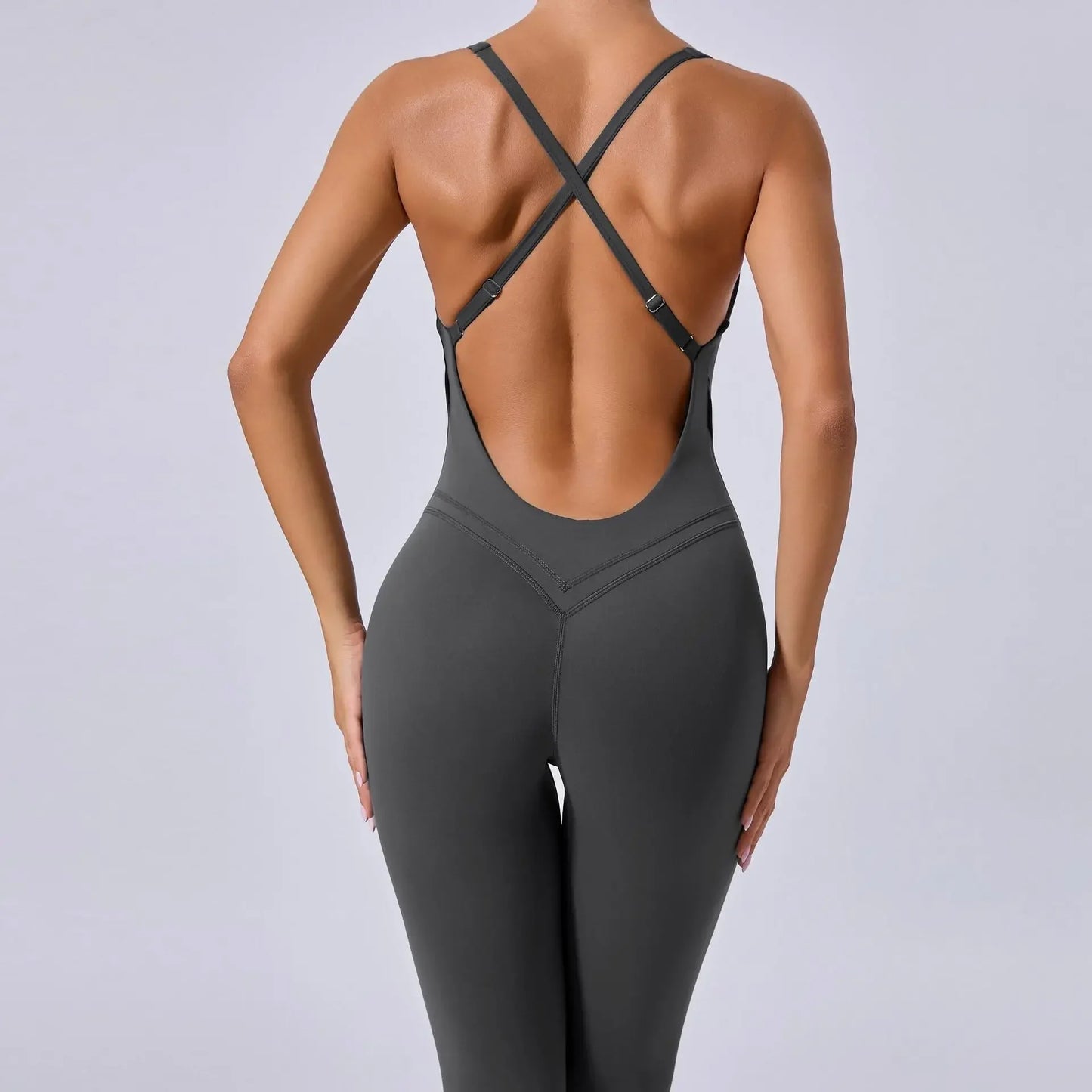 Tuta intera Sportiva Donna Rompers Pantaloni Yoga Palestra Sexy Jumpsuit Tutina