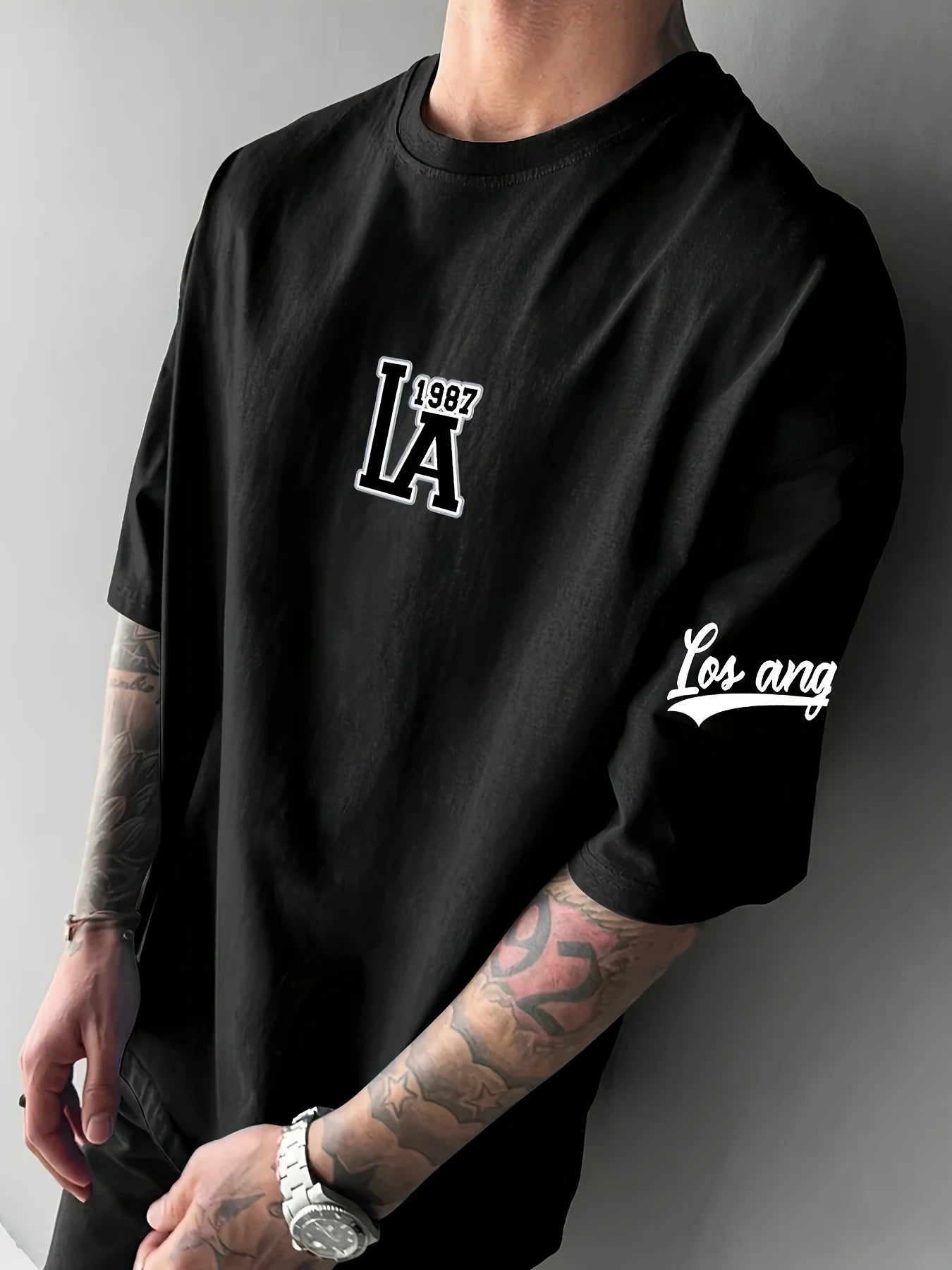 Herren T-Shirt Los Angeles Shirt Rundhals Streetwear Tank Top Hemd Polohemd
