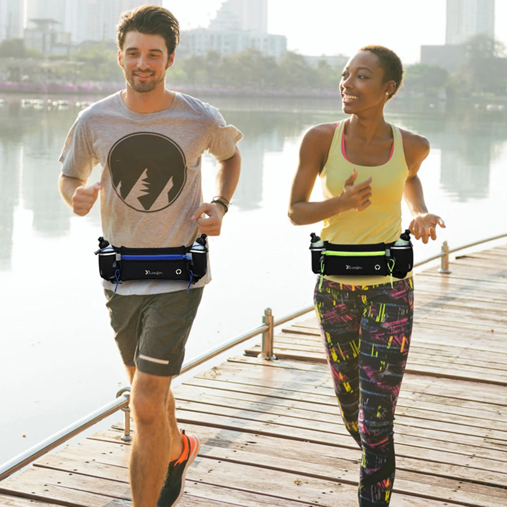 Laufen Gürtel mit Wasserflasche Taille Pack Reißverschlusstaschen Tasche Joggen