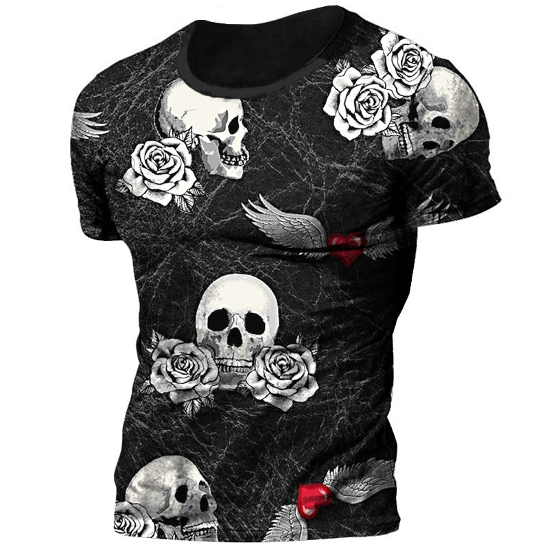 Herren Horror Skulls 3D T-Shirt Rundhals Unisex Sommer Streetwear