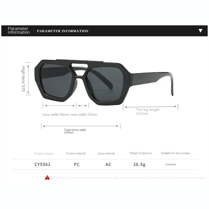 Damen Sonnenbrille Designer Luxus Brille Quadratische Übergröße Gläser Vintage