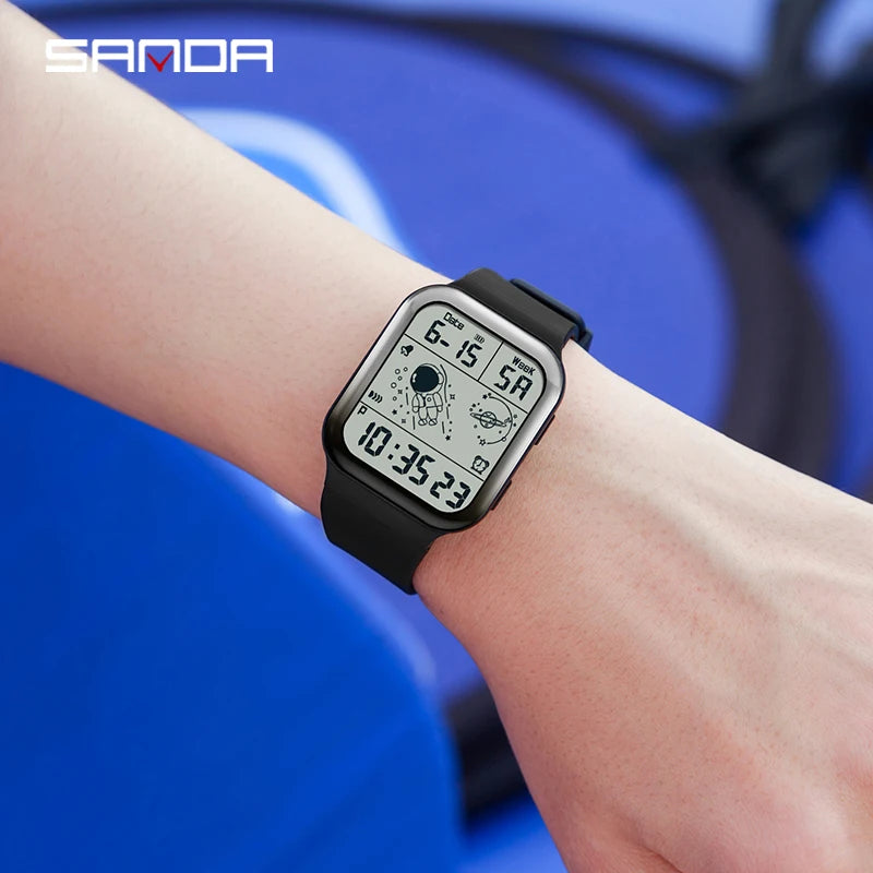 Herren Armbanduhr Digital Uhr Silber Edelstahl Quarzuhr Luxus Chronograph